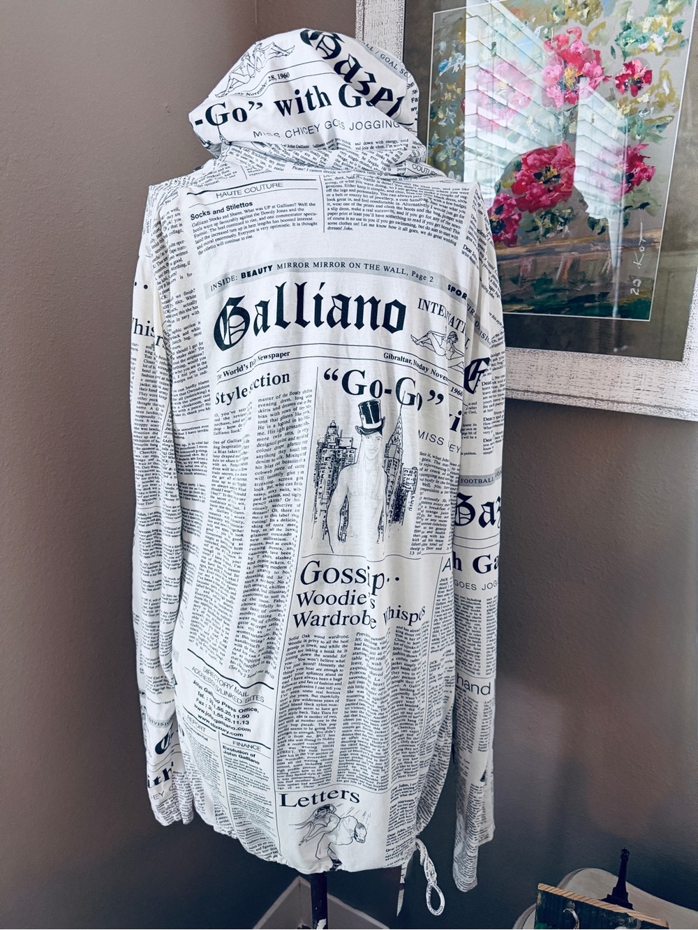 Christian Dior Galliano Newspaper-Print Hoodie as seen on Devil Wears Prada